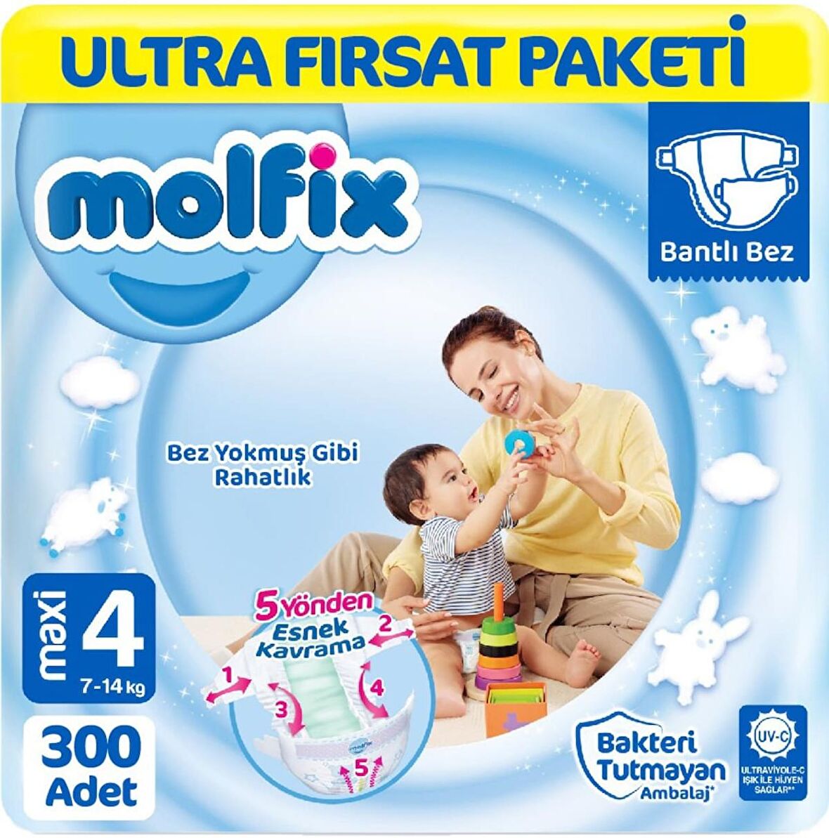 Molfix Bebek Bezi Ultra Fırsat Paketi Maxi 4 No 100 Lü X 3'li