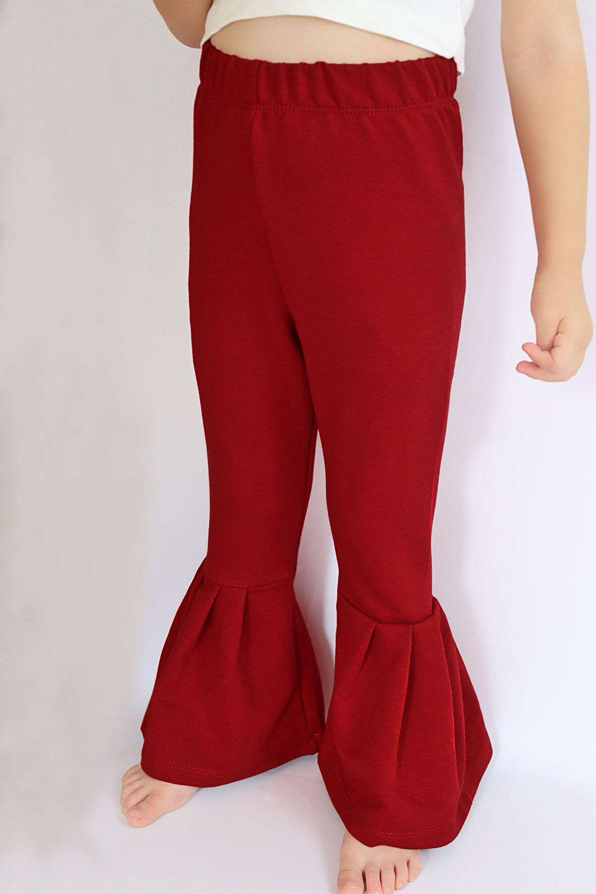 Kız Çocuk Siyah Ispanyol Paça Yüksek Bel Lastikli Tayt Pantolon