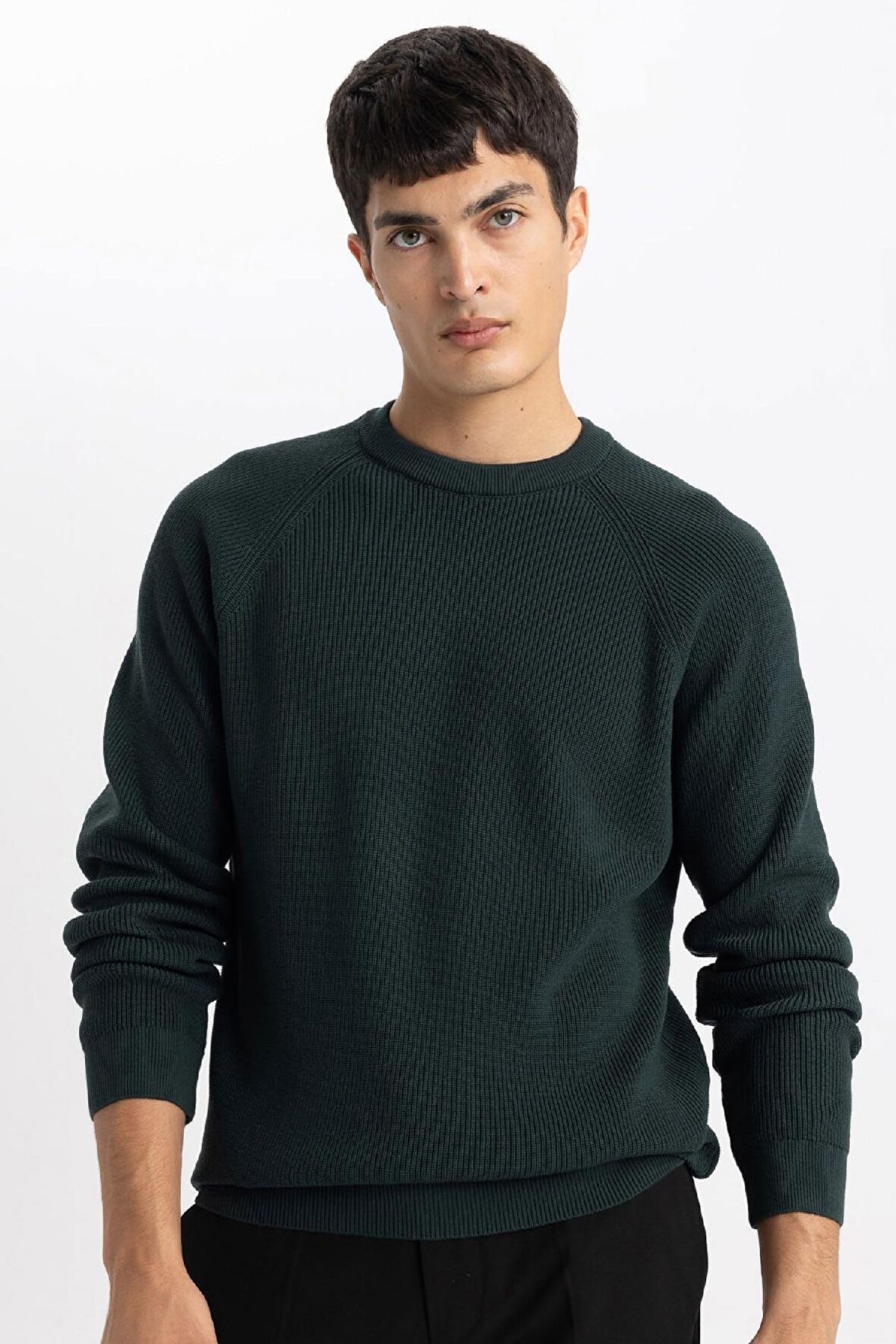 DeFacto Standart Fit Normal Kesim Bisiklet Yaka Basic Düz Triko Kazak A8458AX24SPGN852