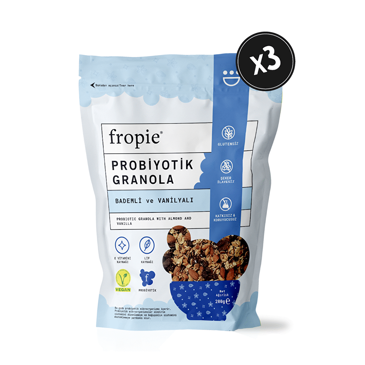 Probiyotik Granola - Badem & Vanilya 200 gr x 3 Adet