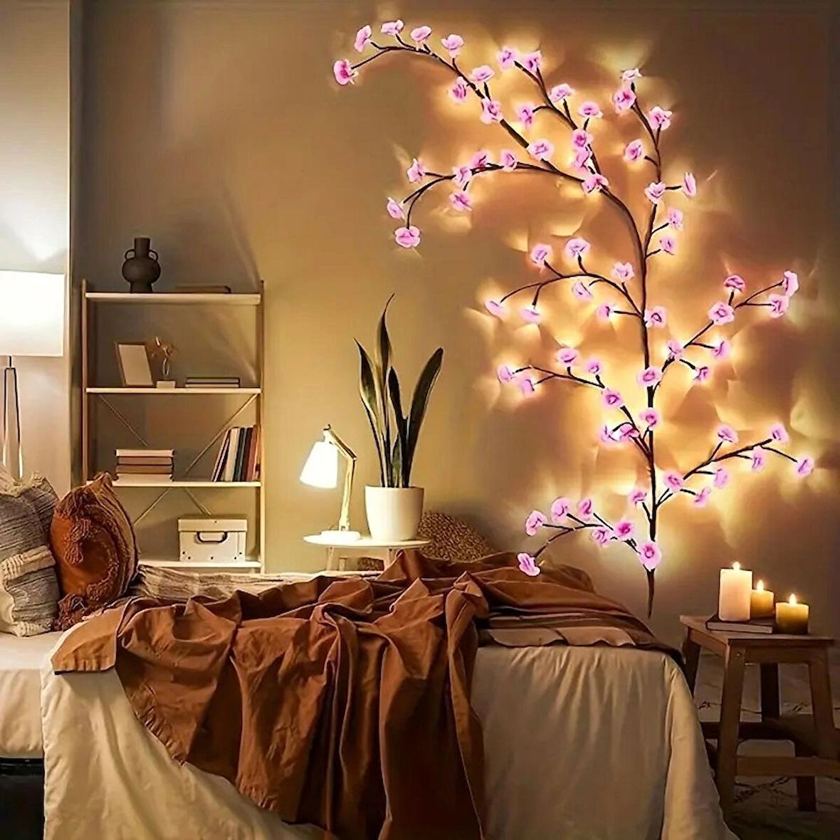 Dekoratif Çiçek LED Dal Lamba - Romantik ve Şık Aydınlatma