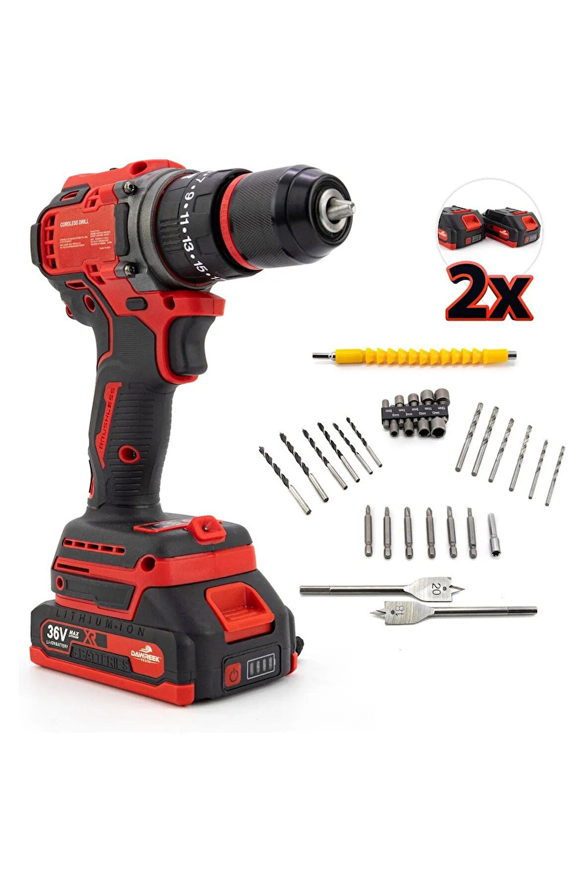 Kırmızı Kömürsüz Akülü Vidalama 10MM