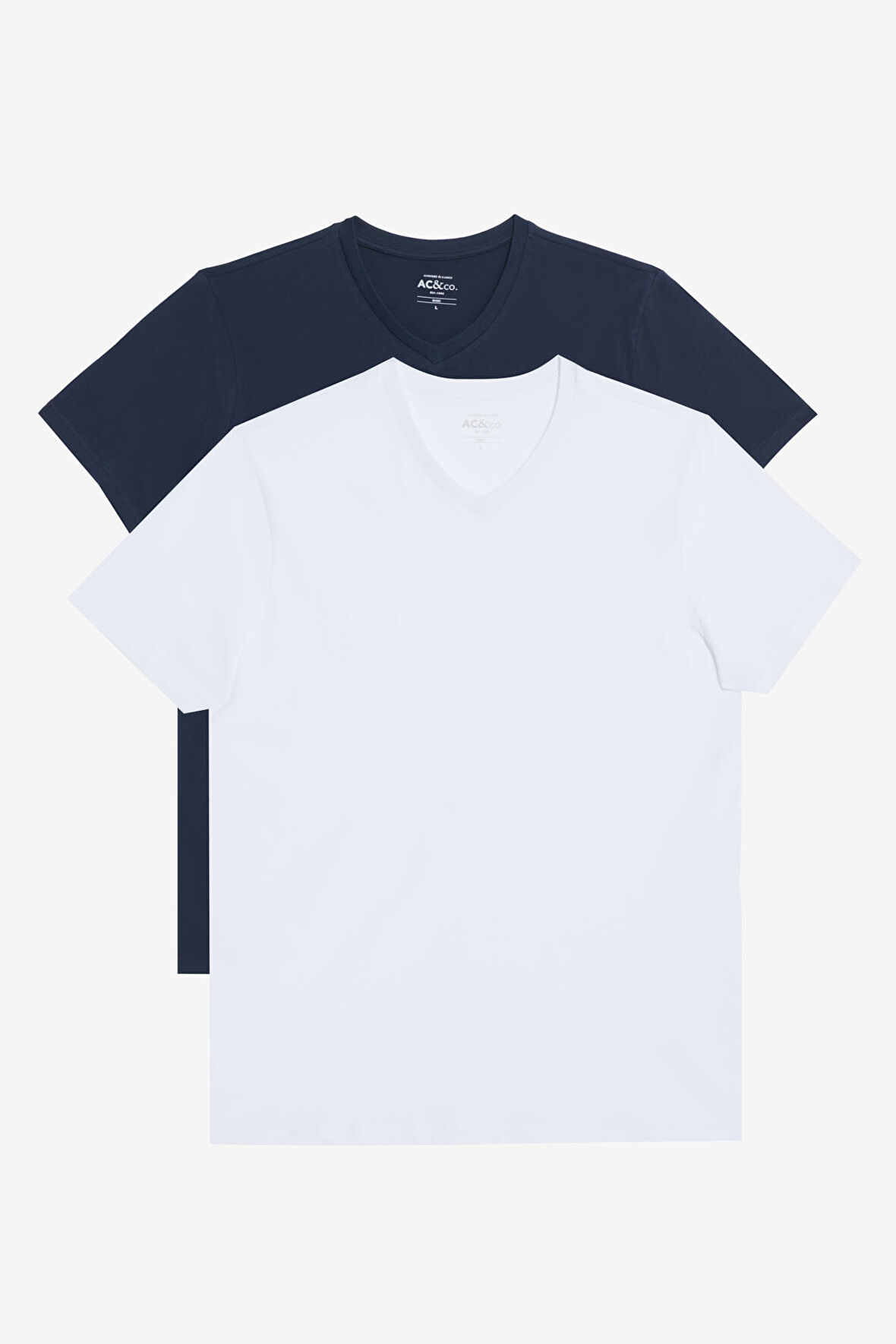 2'li Slim Fit Dar Kesim V Yaka %100 Pamuk Tişört