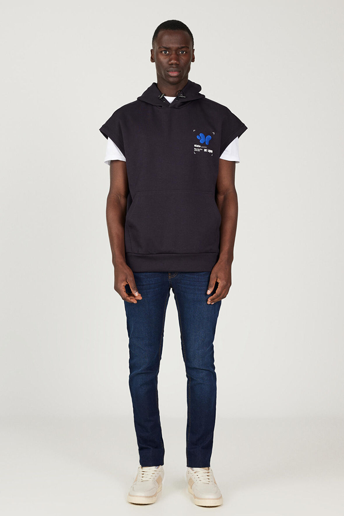 Loose Fit Kapüşonlu Kısa Kollu Pamuklu Sweatshirt