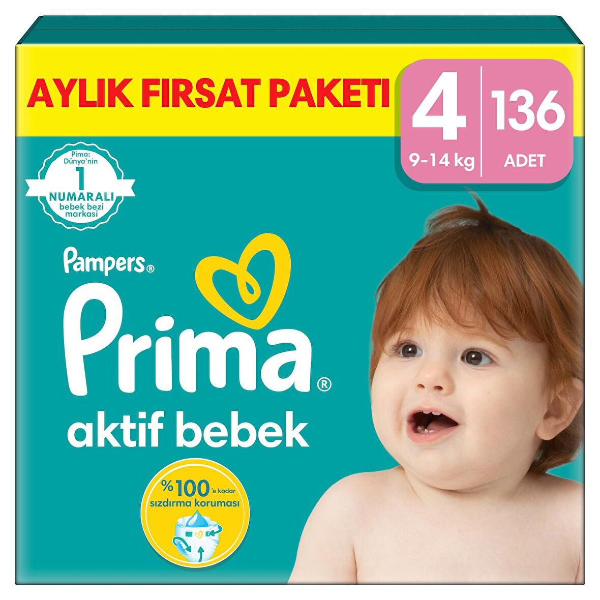 Prima Bebek Bezi Aktif Bebek 4 Beden 136'lı Aylık Fırsat Paketi