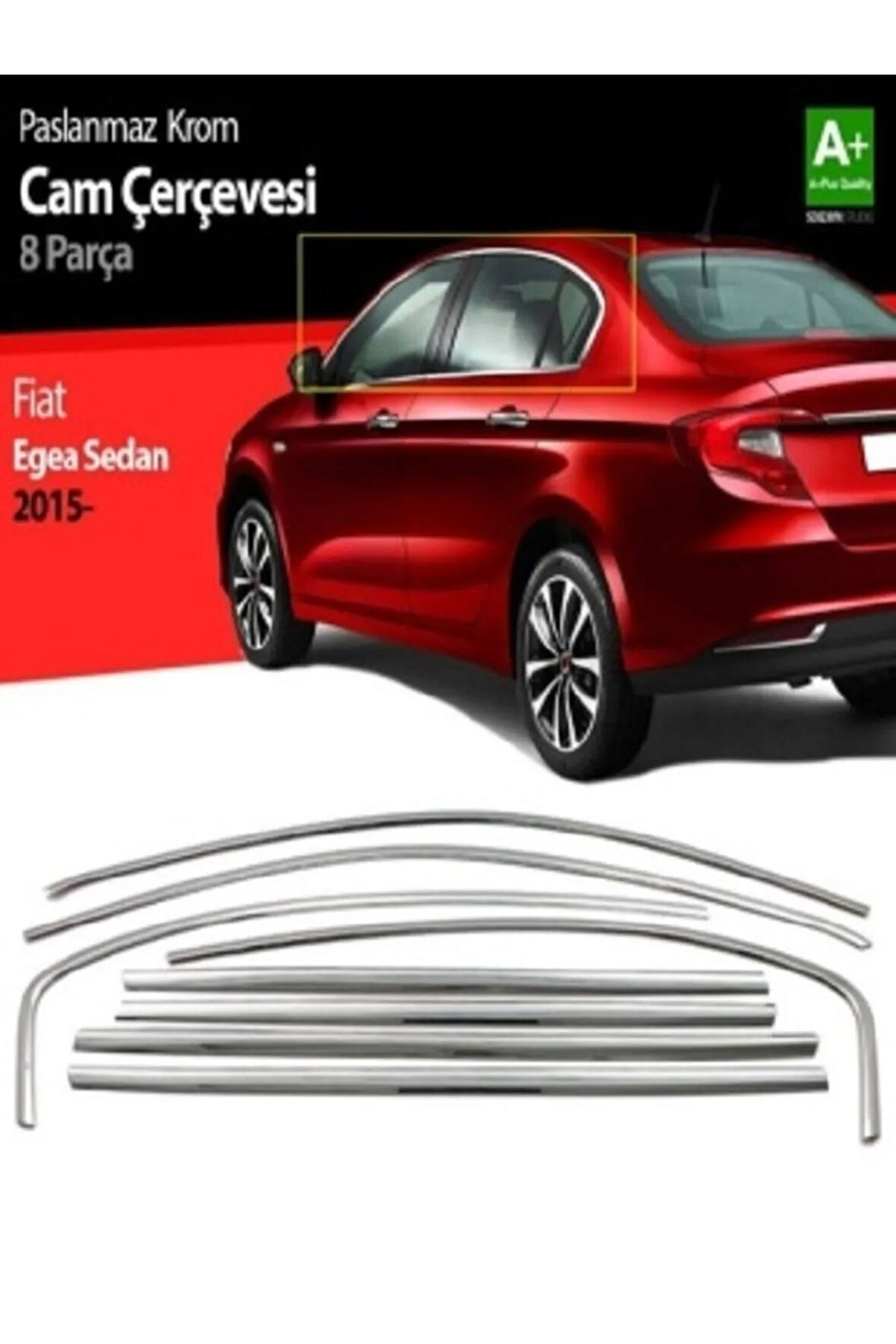 Egea Sedan Cam Çıta Çerçevesi Komple Set Krom Nikelaj 8 Parça 2017 2018 2019 2020 2021 2022 2023