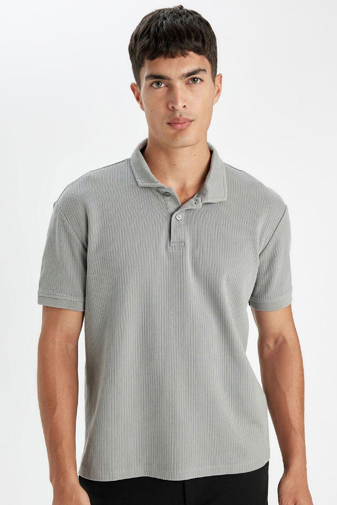 DeFacto Regular Fit Basic Düz Kısa Kollu Polo Tişört D4814AX24SMGR67