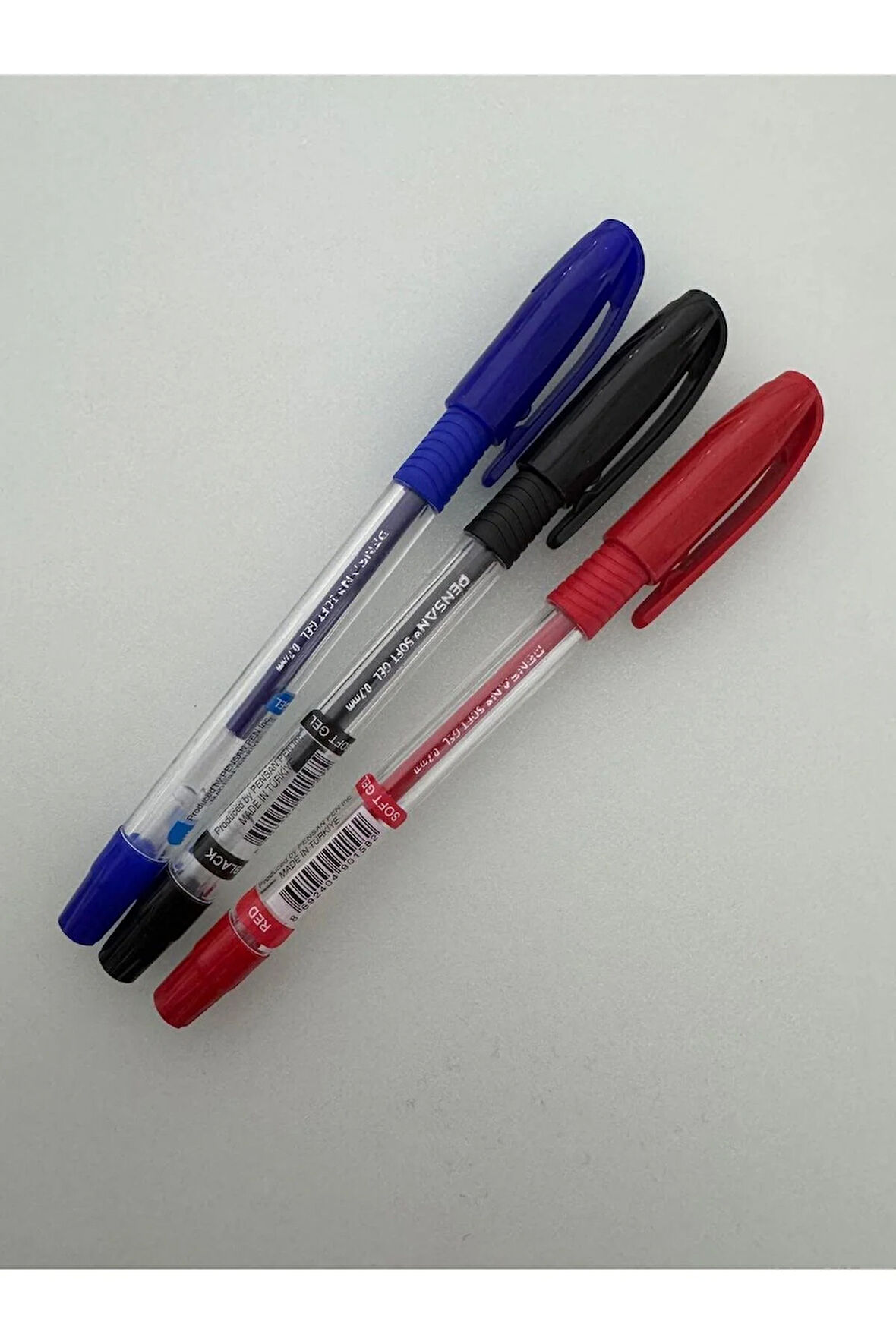 Tükenmez Kalem Soft Gel 0,7 MM Siyah, Kırmızı, Mavi (3 Adet)