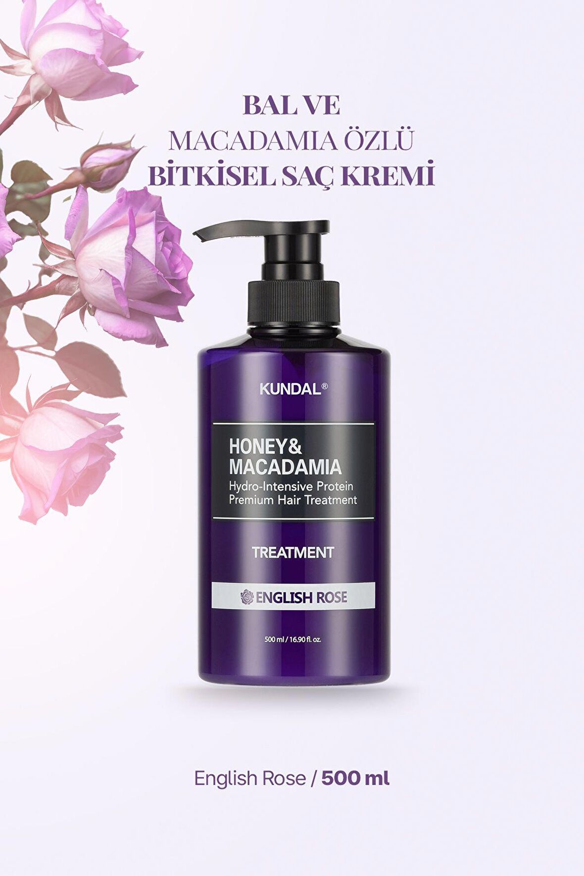 Protein Destekli Besleyici Saç Kremi Kundal Honey&Macadamia Protein Treatment 500ml (English Rose)