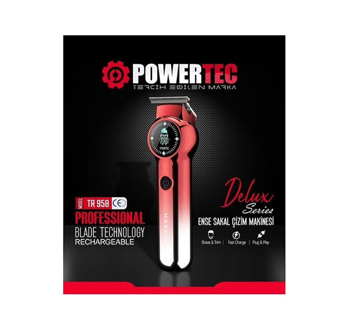 Powertec TR-958 Şarjlı Kuru Saç-Sakal Çok Amaçlı Tıraş Makinesi 