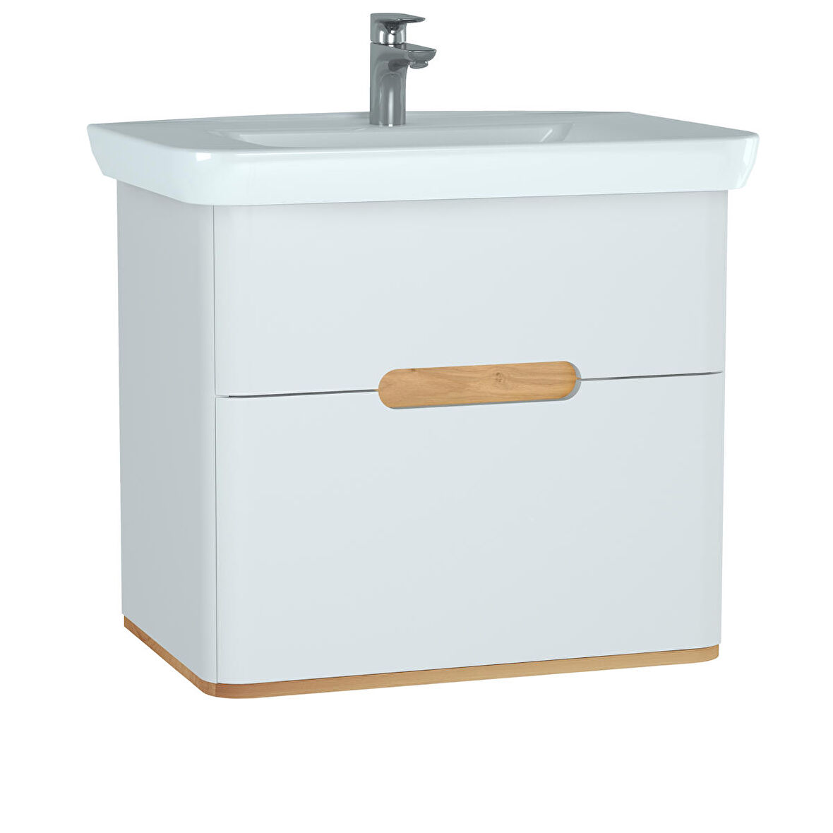 VitrA Sento 60824 Lavabo Dolabı, Çift Çekmeceli, 80 cm, Mat Beyaz