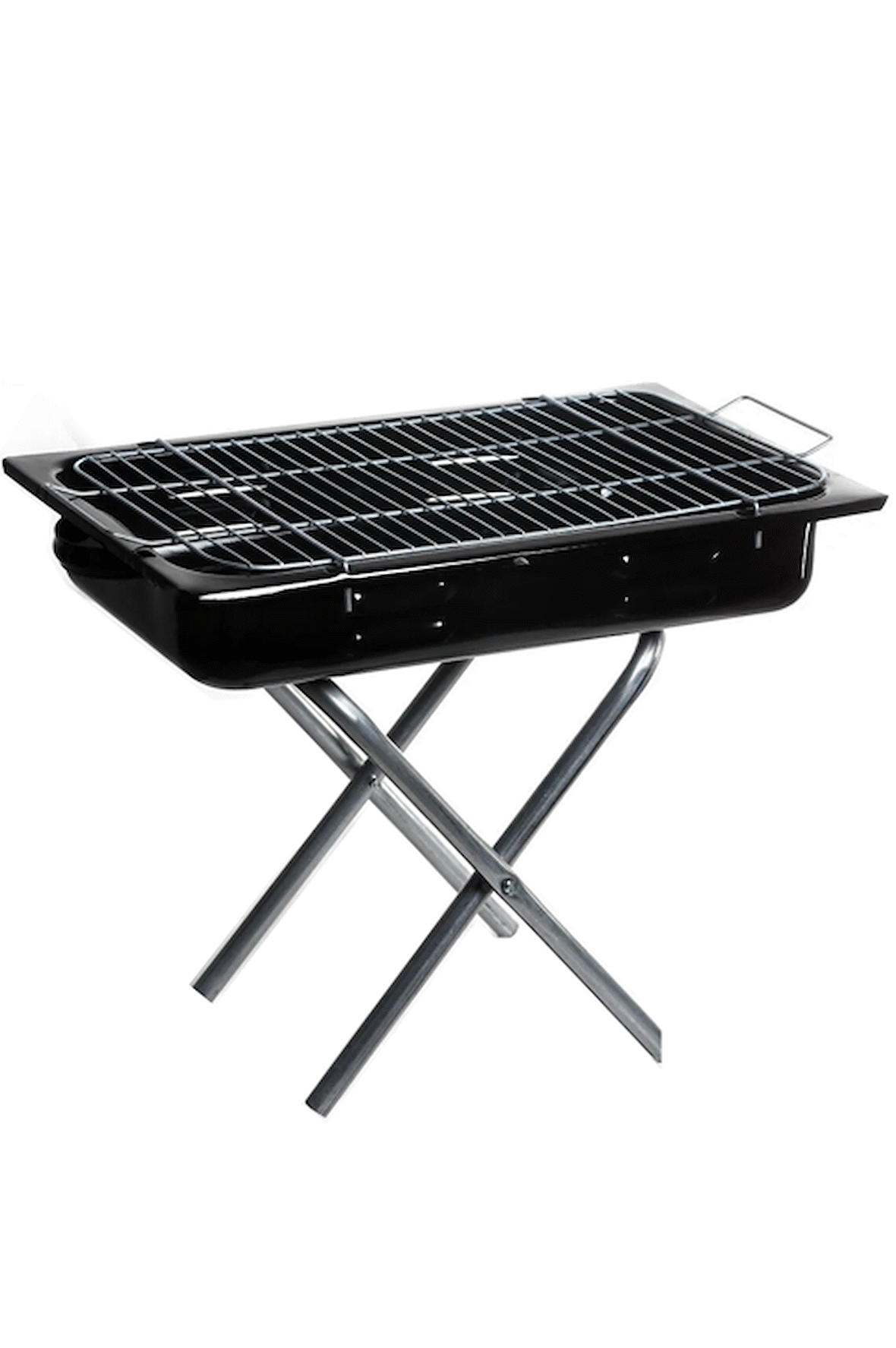 Portatif Ayaklı Mangal Büyük Boy 60x35 Cm'lik, Ahşap Saplı Izgara Telli