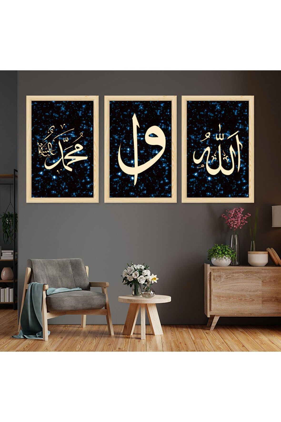 Zevahir 5 Parça Mdf Şelale Manzara Tablo Ve Mdf Saat Kombin
