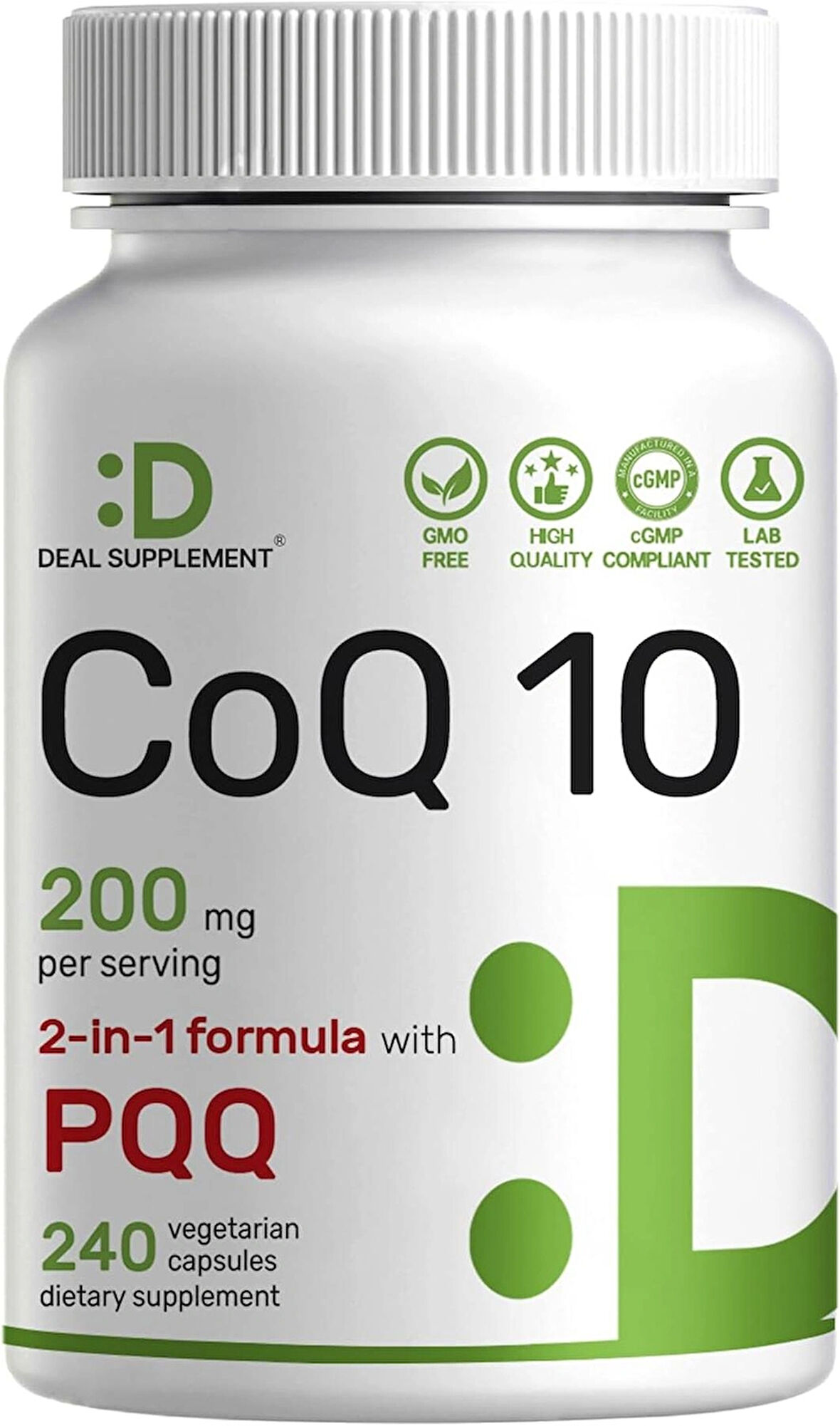 DEAL SUPPLEMENT CoQ10 with PQQ Bioavailable Coenzyme Q10 Energy & Brain Health 240 Veggie Caps