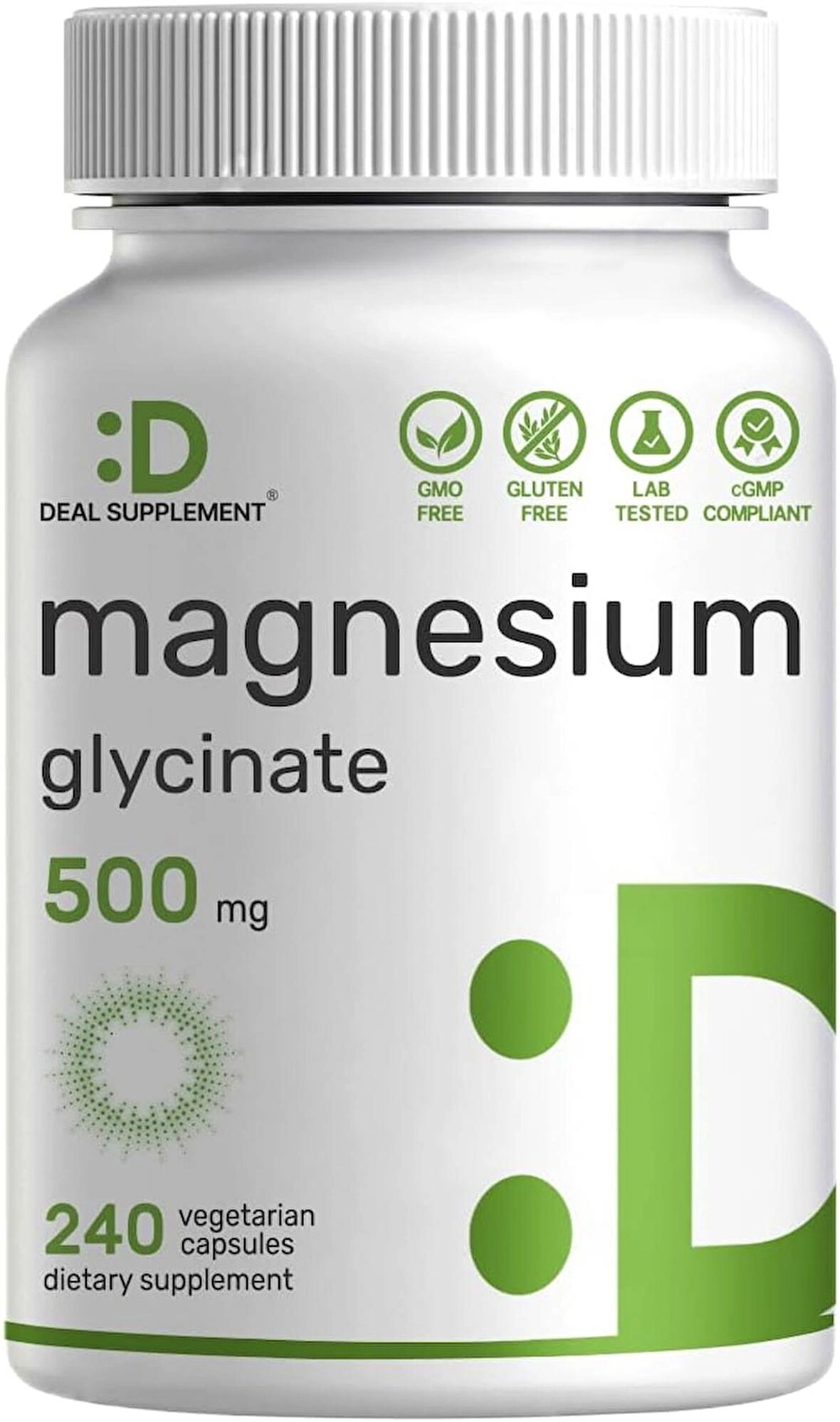 Deal Supplement Magnesium(Magnezyum) Glycinate 500mg, 240 Veggie Capsules | 100% Chelated for Easy Absorption | Essential Mineral Supplement for Muscle, Sleep, & Heart Health