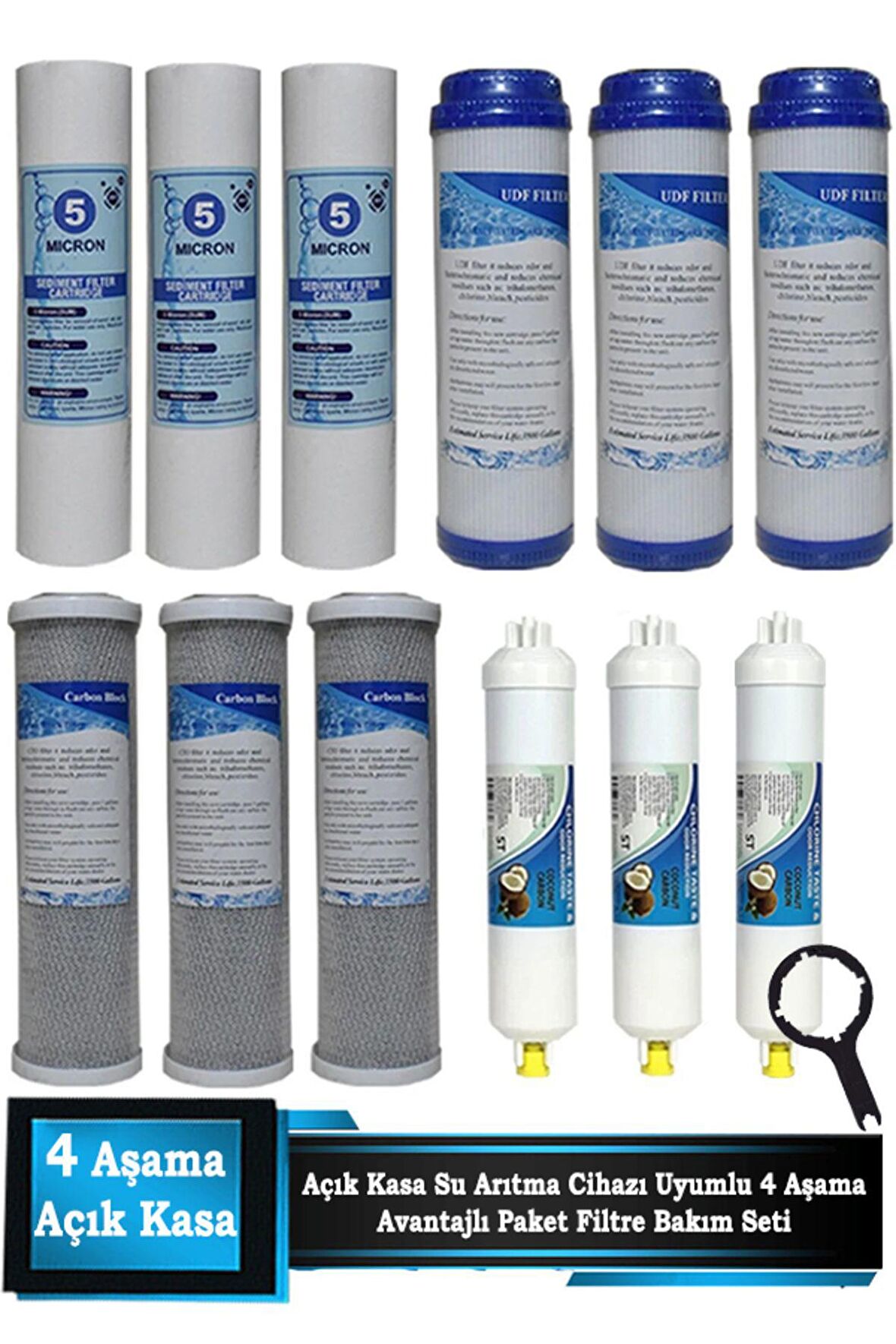 Açık Kasa Su Arıtma Cihazı Uyumlu 4 Aşamalı Cift Karbonlu Ekonomik Avantajlı Paket