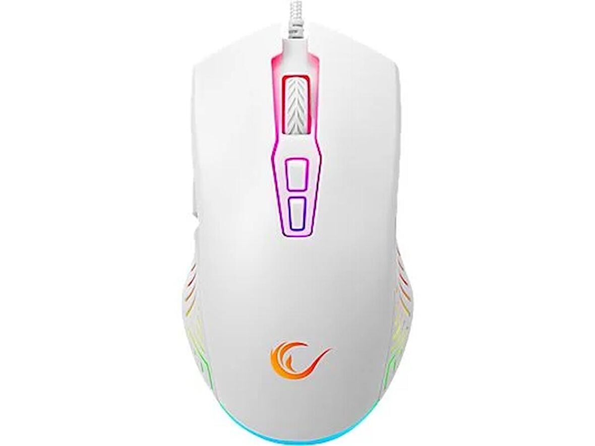 Rampage 7D Makrolu Beyaz Gaming Oyuncu Mouse - Full RGB 7200DPI - Drag Click Desteği - Hızlı - Ergonomik - 24 Ay Garanti - 20g/s - 60 inç/s IPS - 125Hz - 135g - SMX-G68 SPEAR