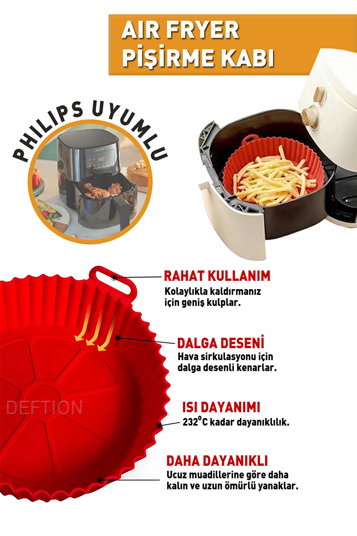 Philips Uyumlu Airfryer Silikon Pişirme Kabı
