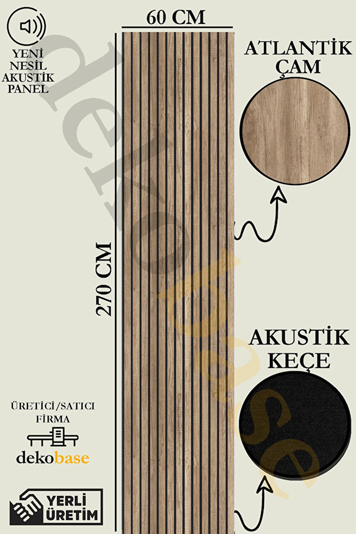 Atlantik Çam 60x270 cm Yeni Nesil Akustik Ahşap Duvar Paneli