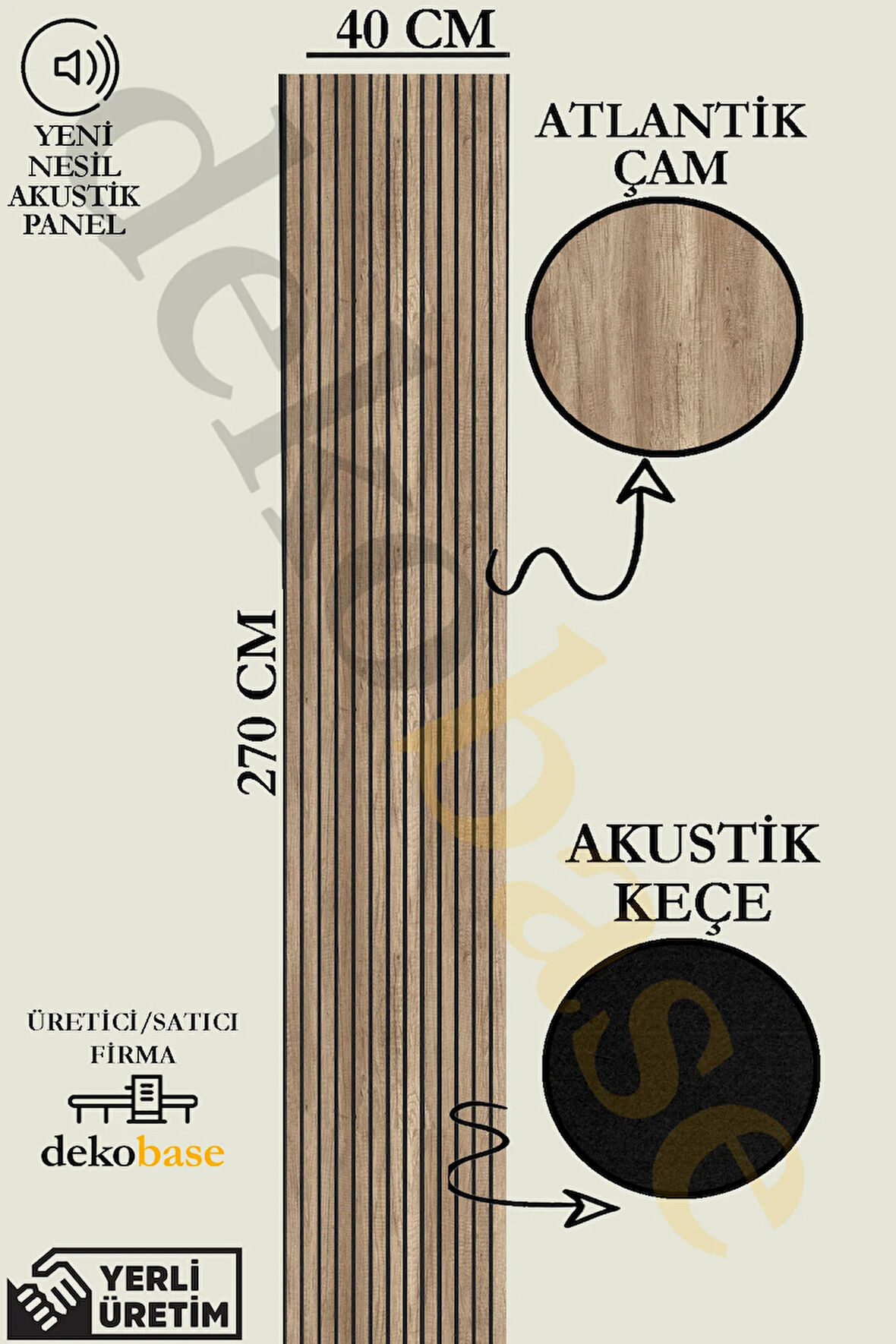 Atlantik Çam 40x270 cm Yeni Nesil Akustik Ahşap Duvar Paneli