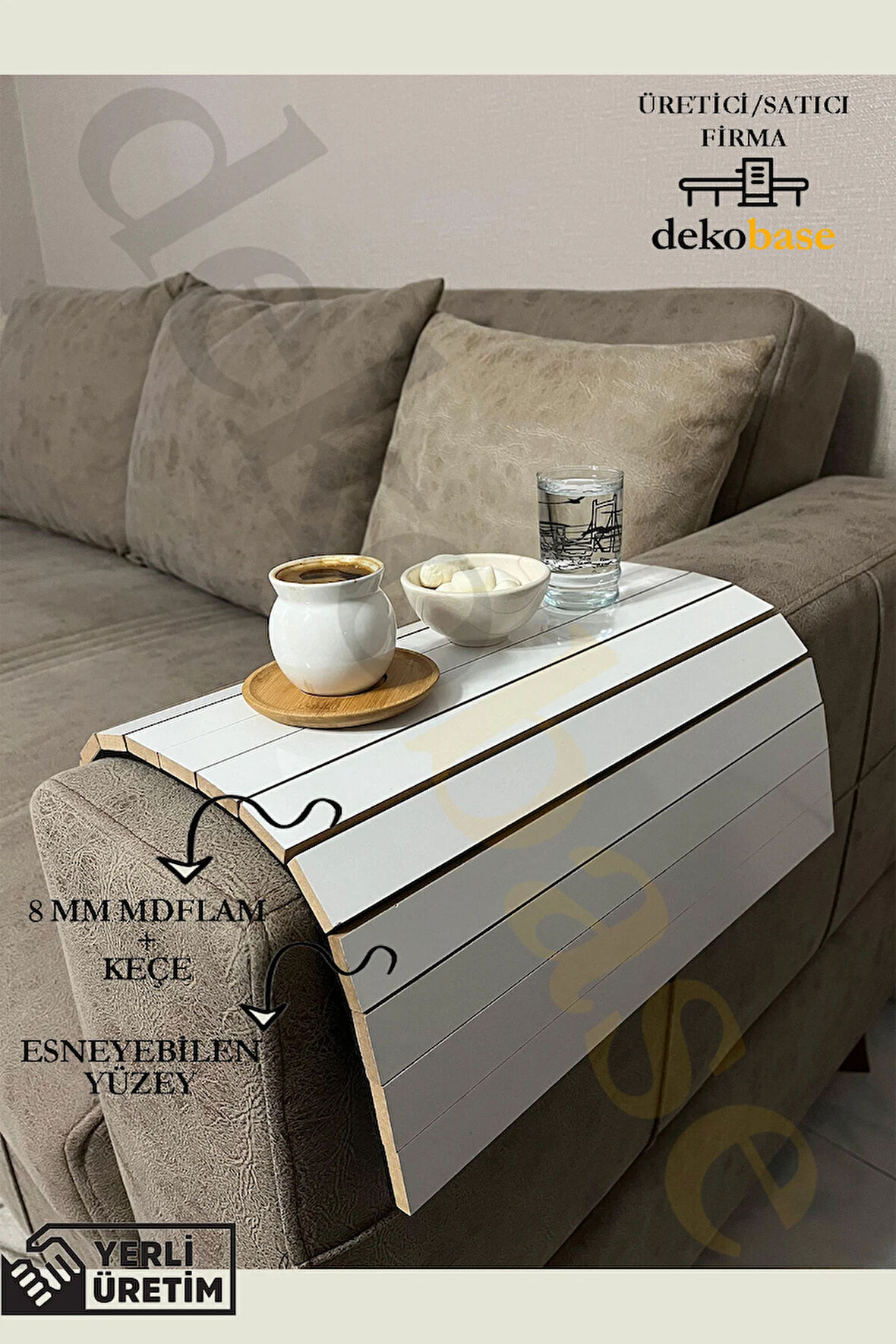 Beyaz Renk Çok Amaçlı Koltuk Kenar Sehpası, Supla, Yemek Servis Altlığı