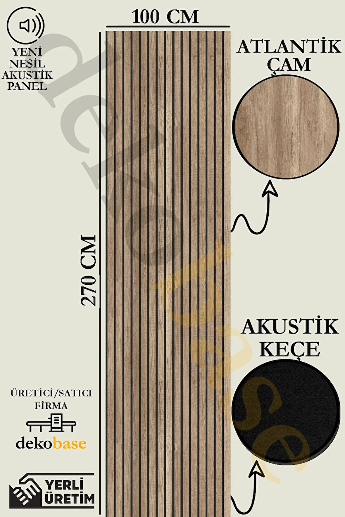 Atlantik Çam 100x270 cm Yeni Nesil Akustik Ahşap Duvar Paneli