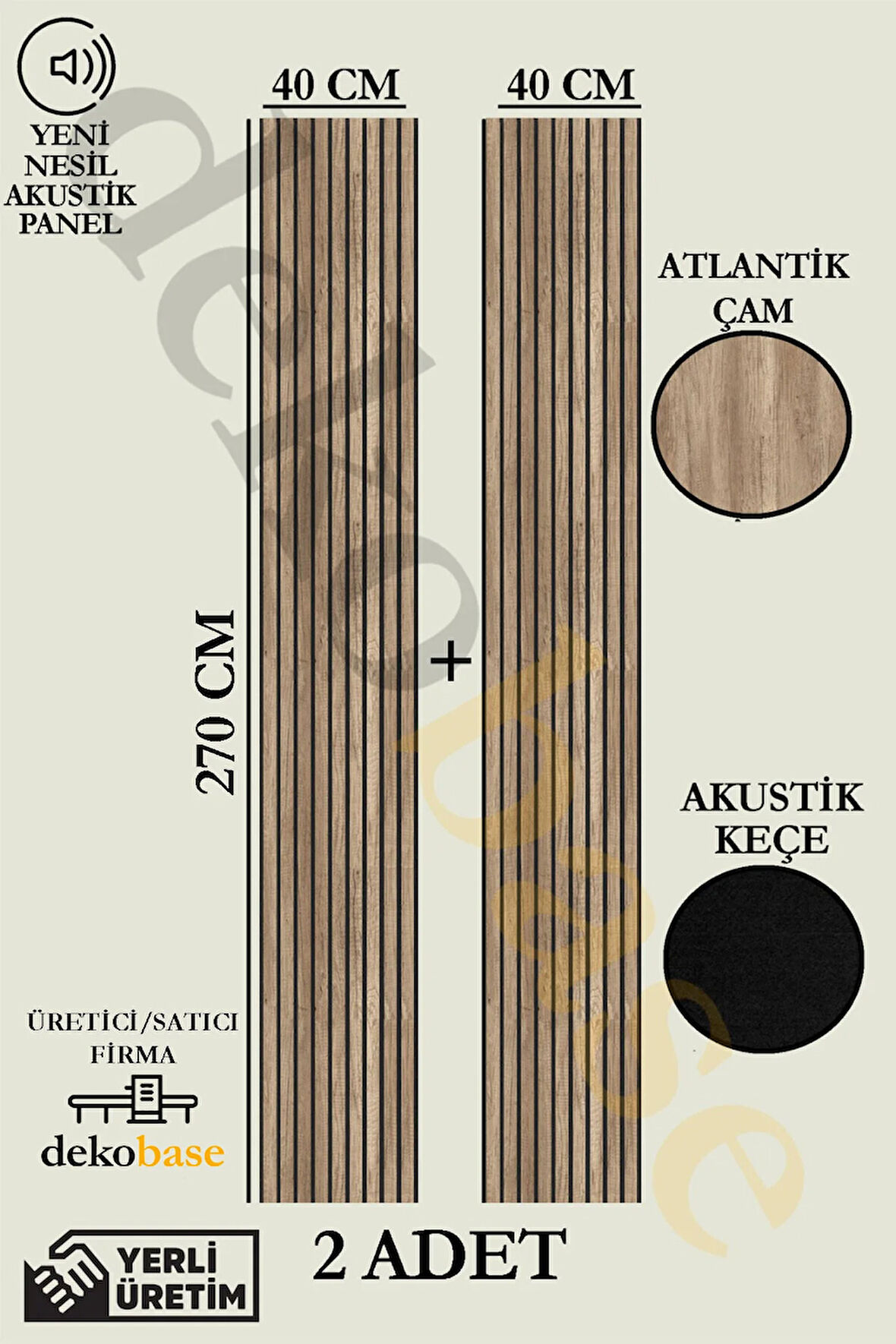 Atlantik Çam (2 ADET) 40x270 cm Yeni Nesil Akustik Ahşap Duvar Paneli
