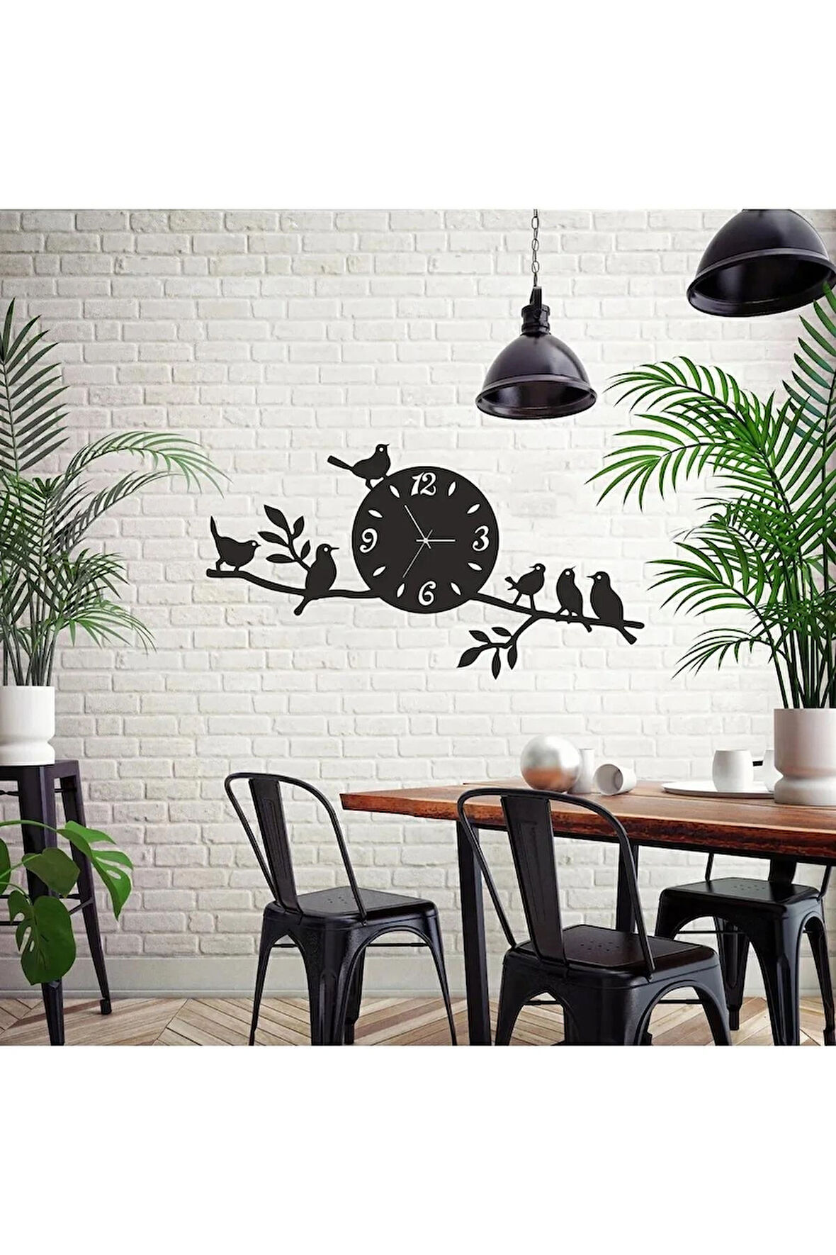 Kuş Tasarımlı Modern Dekoratif Ahşap Duvar Saati