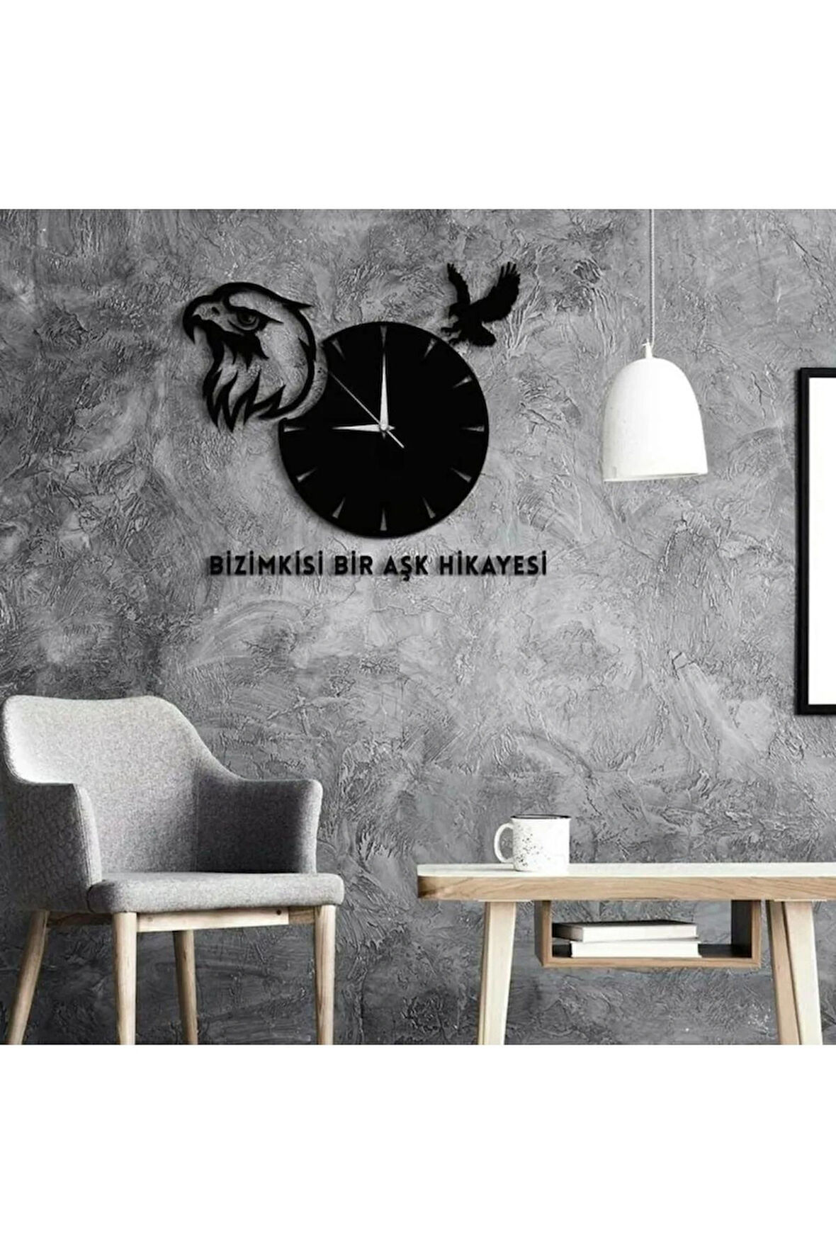 Kartal Dekoratif Modern ahsap dekor Duvar Saat 