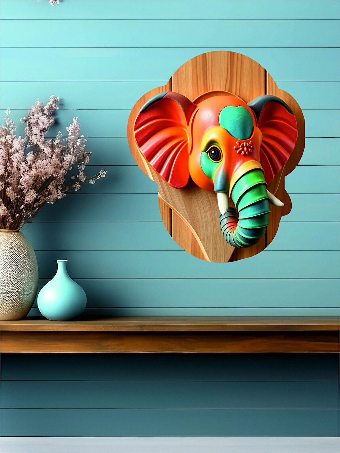 12x18 cm 3D Görünümlü Fil MDF Duvar Dekoratif