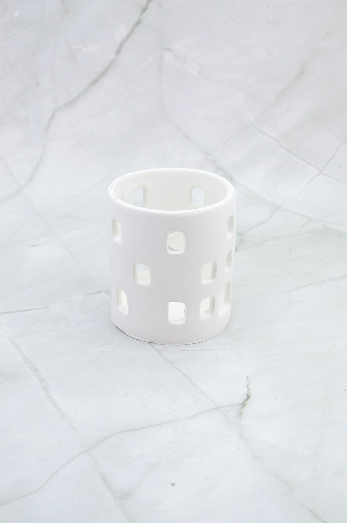 Mermer Desenli El Yapımı Beton Tealight Mumluk +4’lü MaxiTealight Kalemlik Tealightlık taş tozu