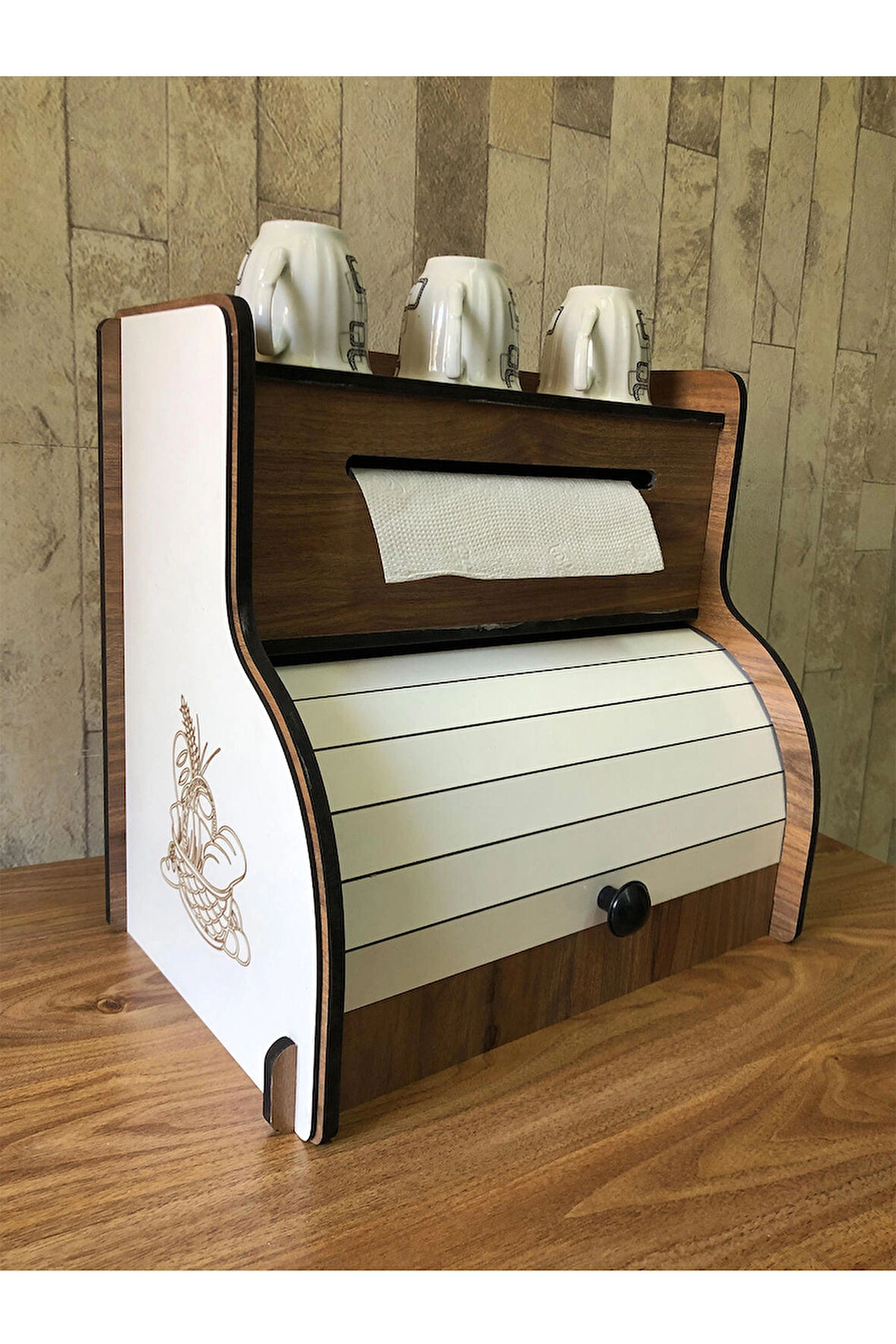 Demonte Ekmeklik New Bread Box,havlu Peçetelik(SAKLAMA GÖZLÜ), Baharatlık Rafı,dekoratif