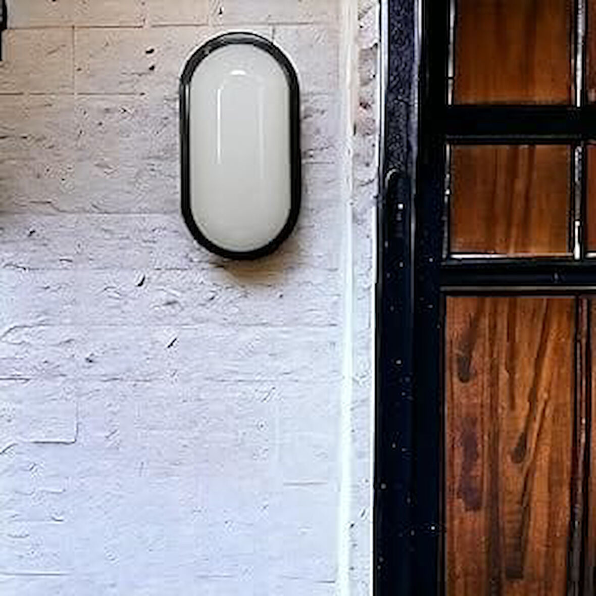 Aydos 15W (120W) Oval Siyah Led Nem Su Geçirmez Banyo Bahçe Balkon Modern Tavan Duvar Lambası Beyaz