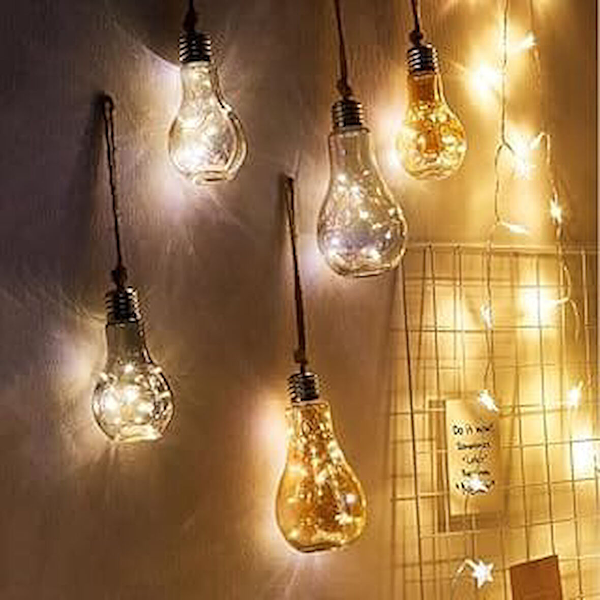 Sarkıt Lamba, Ampul, LED Işık Zinciri, Pilli, Kablo, Asma Lamba, Elektriksiz Pille Çalışır, Bahçe Lambası, Fener, Doğum Günü, Düğün, Noel Aydınlatma KX015