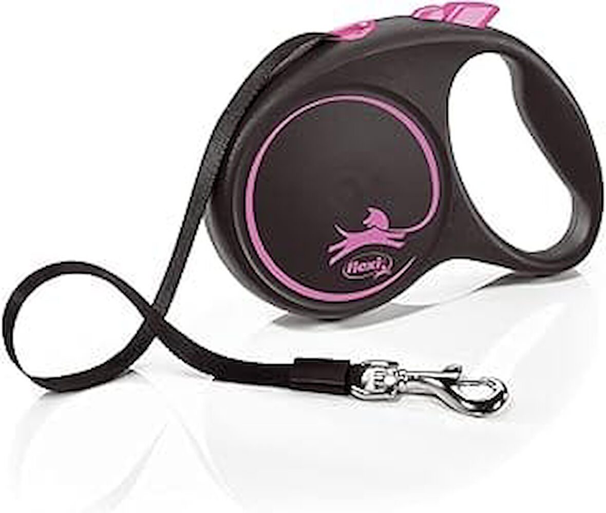 Flexi Black Design L Beden Pembe 5Mt Şerit Tasma