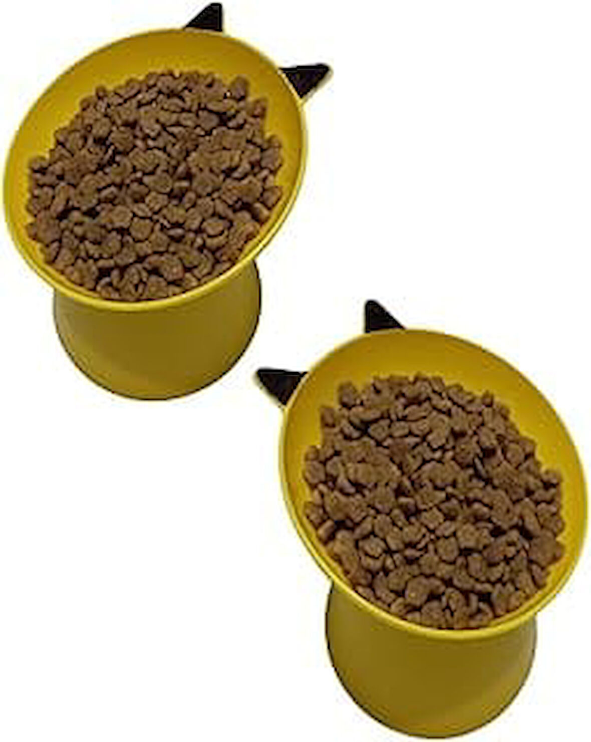 2 Adet Sarı Köpek Kuru ve Yaş Kabı Eğimli Kabı