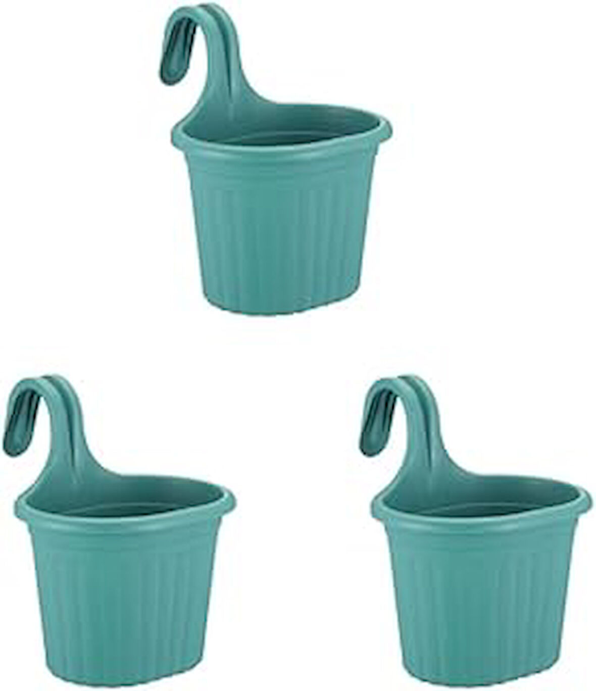 Tom1 Askılı Balkon Saksıları, 22,2 Cm, 3 Litre, 3 Adet Yeşil
