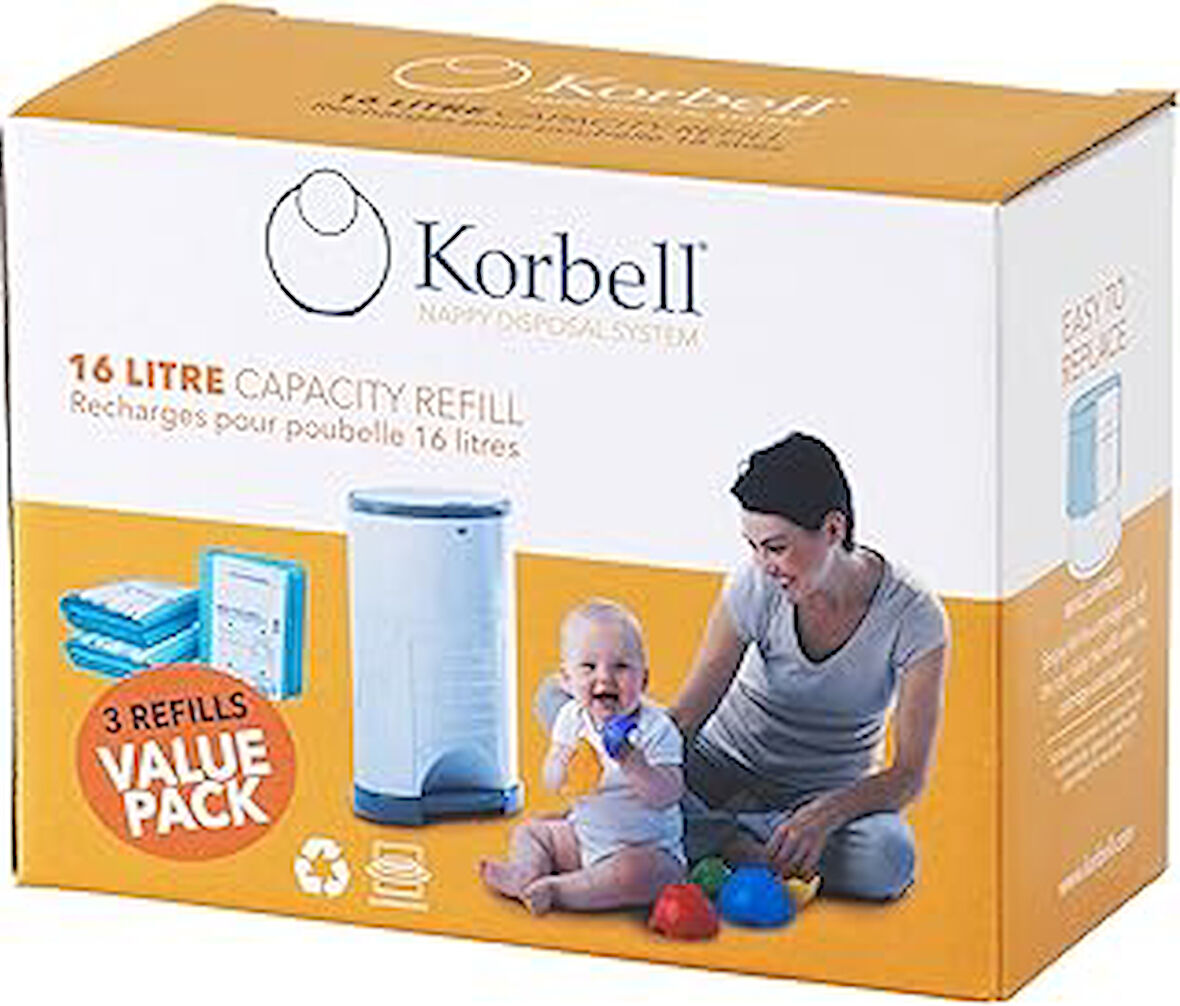 Korbell M250Dr3 3 X Ek Doldurma Paketleri Bebek Bezi Kutusu Için Çöp Poşeti
