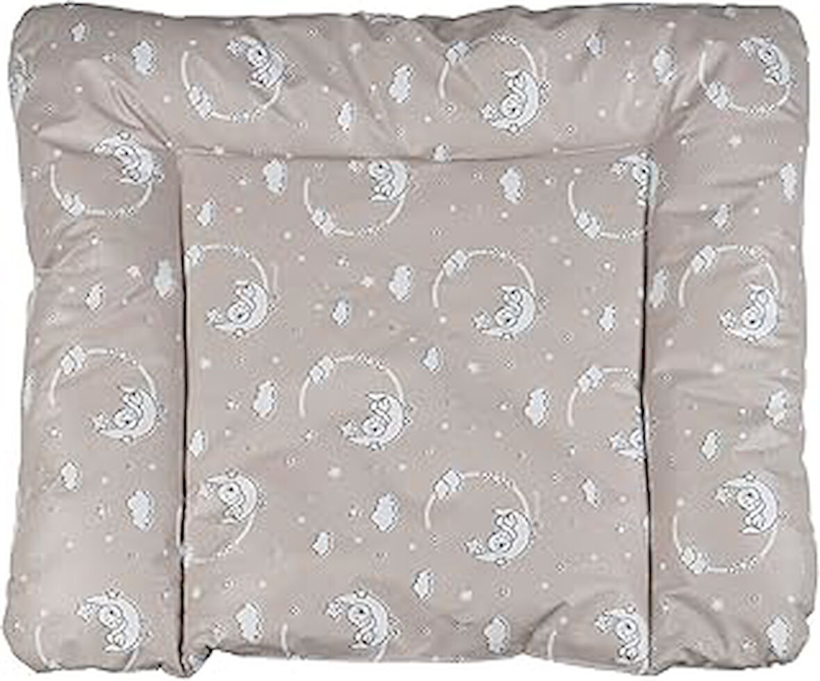 baby'ness Elyaf Dolgulu Pvc Bebek Bezleri Minderi, Sıvı Geçirmez, Leke Tutmaz, Aydede Desenli, Bej, 75x85cm