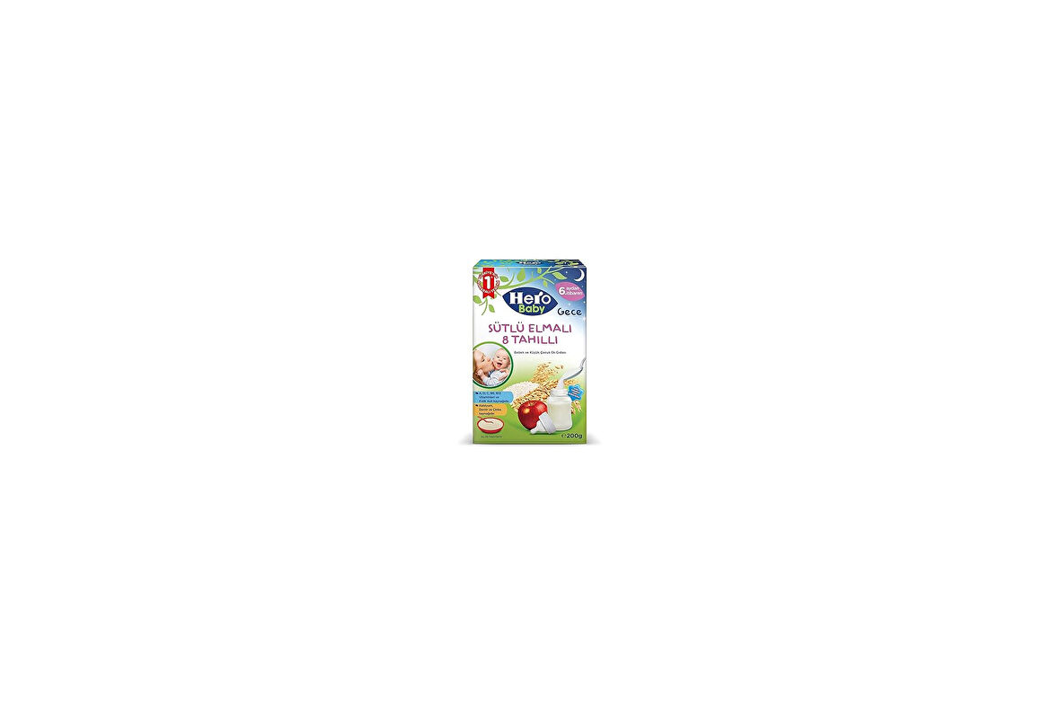 Hero Baby Sütlü 8 Tahıllı Elmalı Kaşık Mama 200 Gr