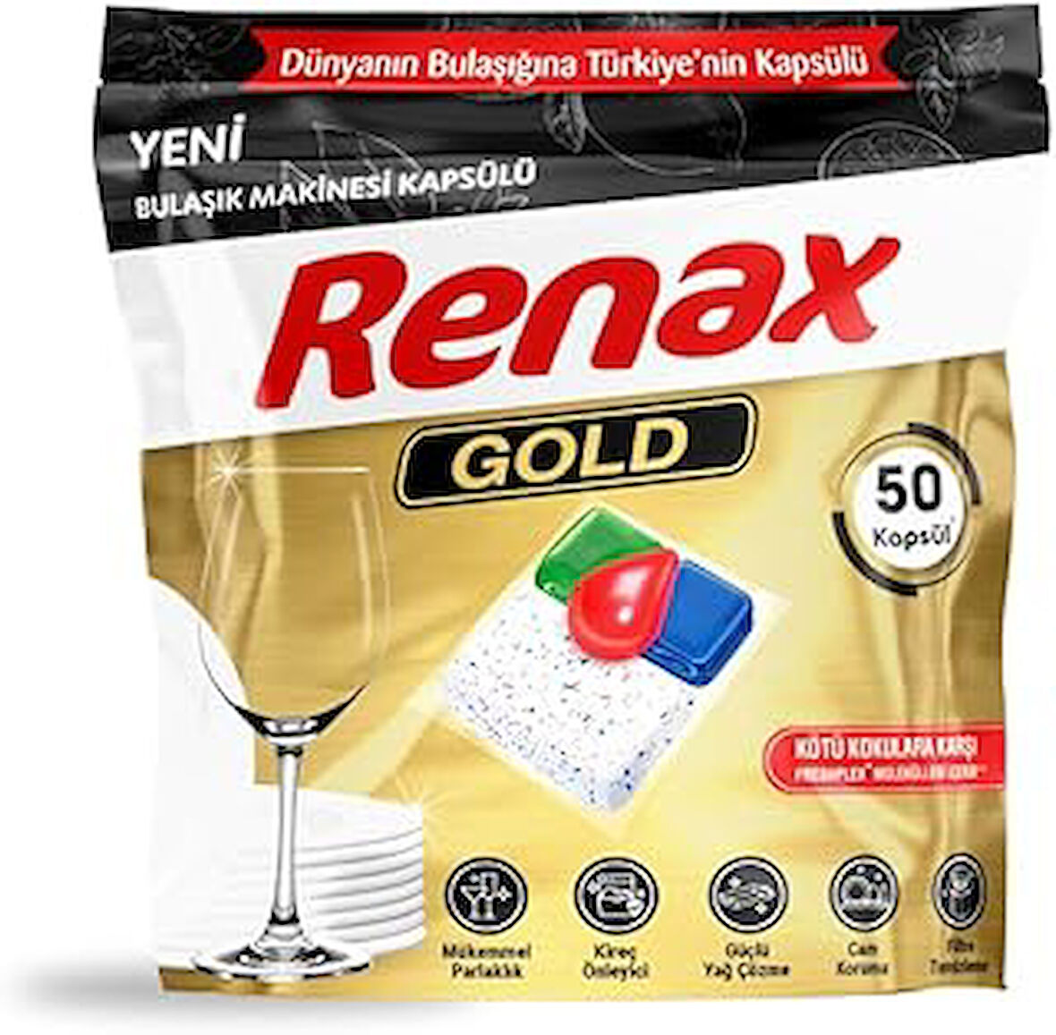 Renax Gold Bulaşık Makinesi Kapsül Deterjanı 50 Adet