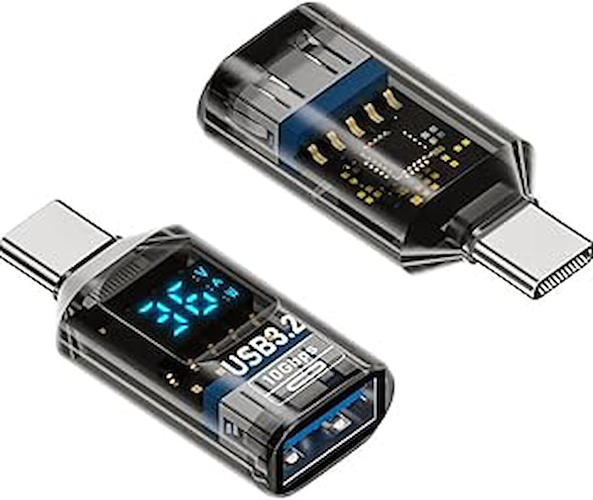 Revolution Type C to USB 3.2 Dönüştürücü 36W Hızlı Şarj 10Gbps Veri Transferi Dijital Ekran OTGGM