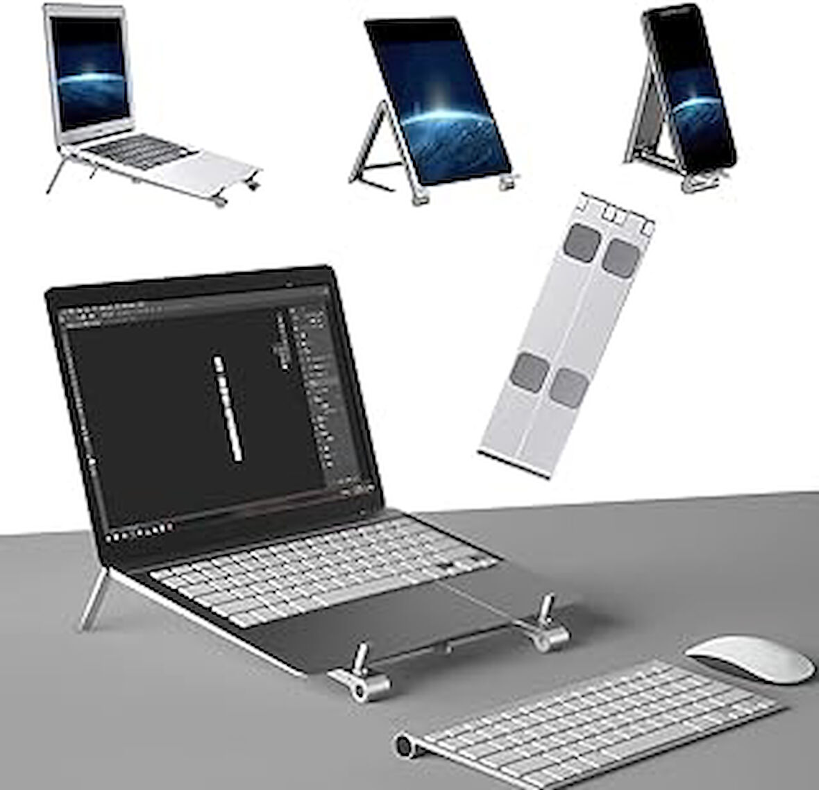 Güncelçarşı Ayarlanabilir Yüksek Kalite Metal Laptop Dizüstü Stand, Katlanabilir Taşınabilir Laptop,