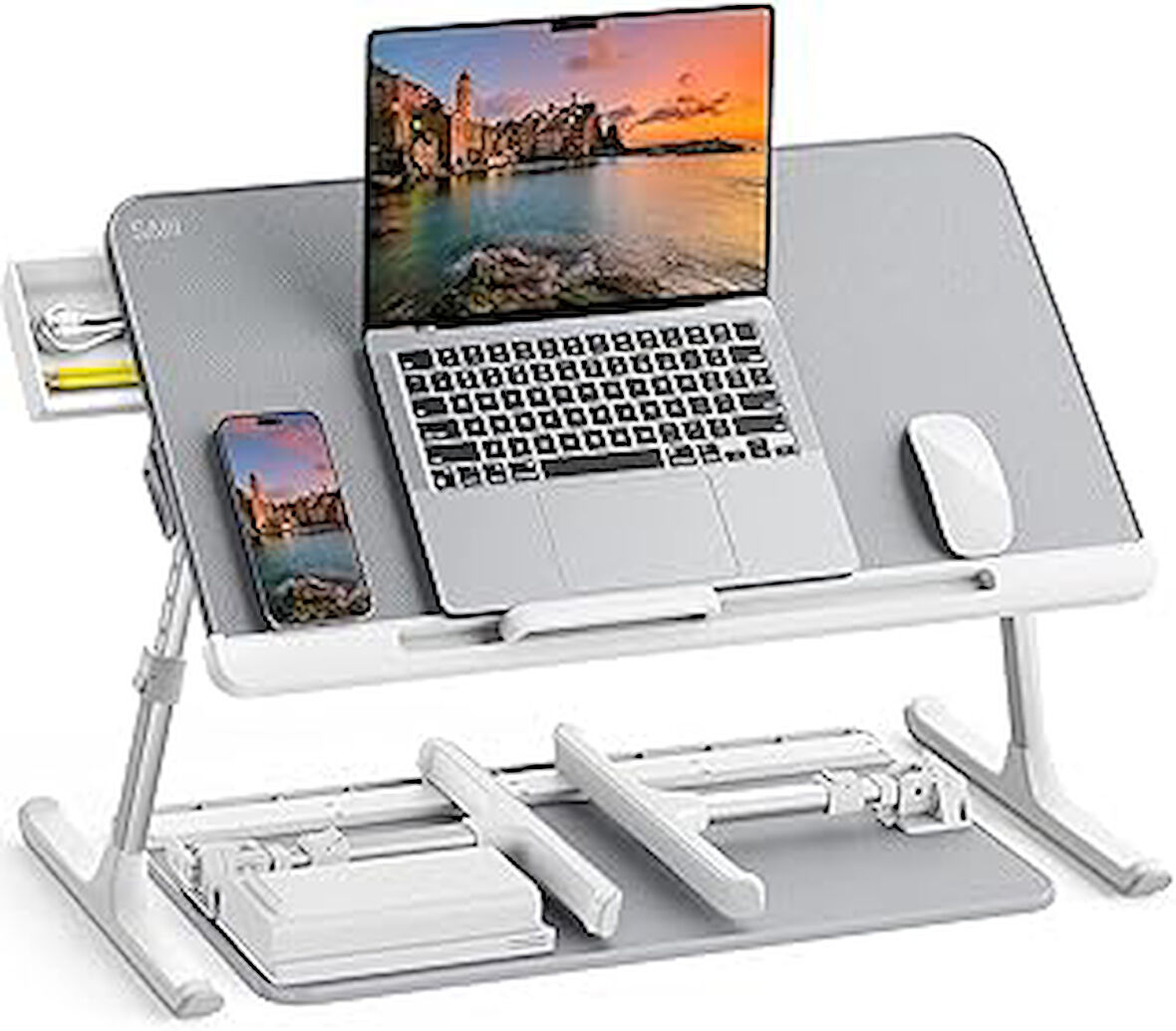 Bix Saiji K7 Mini Dizüstü Yatak Tepsi Masası, Kaymaz Pvc Deri Ile Dizüstü Çalışma Masası, Ayarlanabi