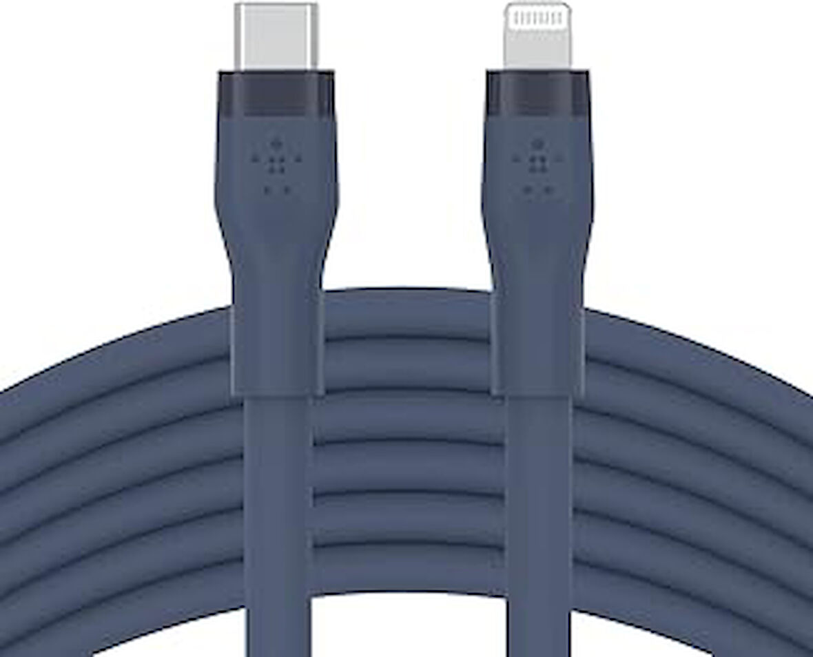 BoostCharge Flex Silikon USB Tip C - Lightning Kablosu , MFi Sertifikalı 20W Hızlı Şarj PD Güç Dağıtımı - Mavi
