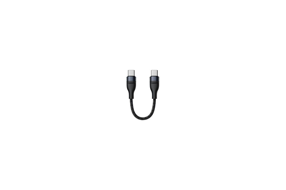 Polham 25CM 60W Süper Hızlı PD Type C to Type C Şarj Kablosu, Kısa Halat Örgülü Kopmaz Kırılmaz Kablo