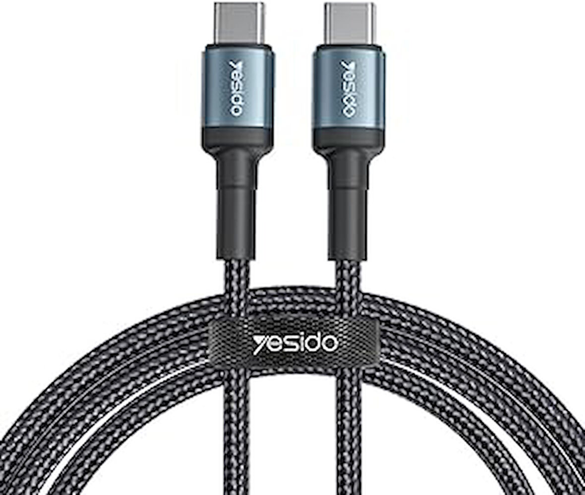 Yesido 2M 60W Hasırlı Type-C To Type-C Pd Hızlı Şarj Kablosu - Siyah