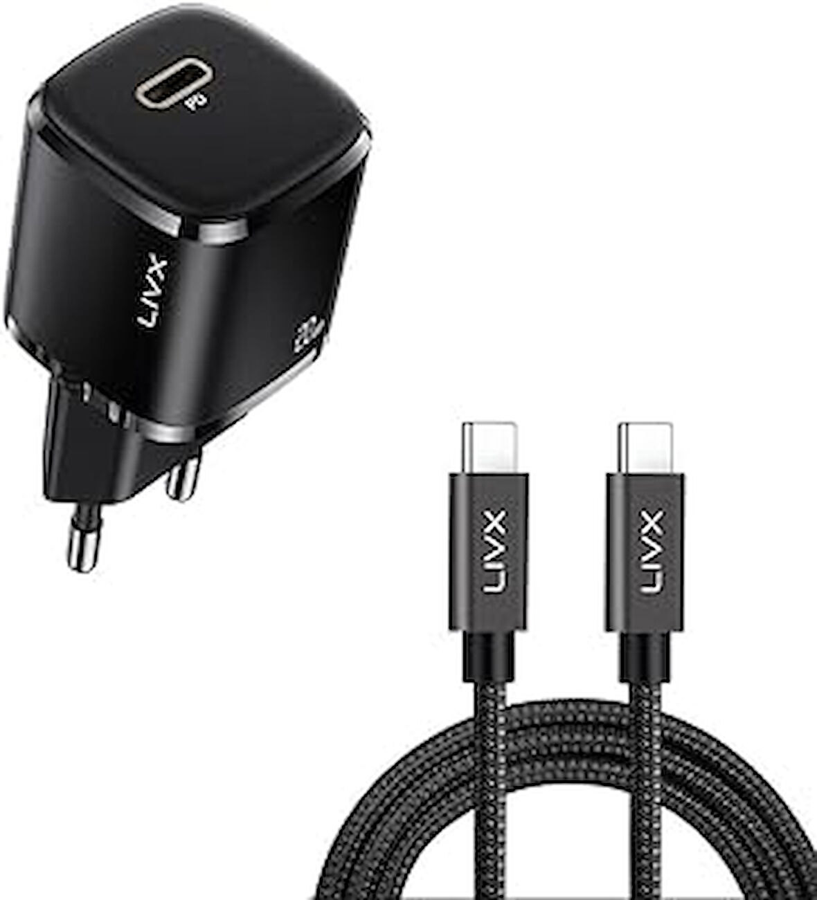Rapid 20W USB-C Mini PD Hızlı Şarj Cihazı Güç Adaptörü ve 50 cm Hızlı Şarj Ve Data Kablosu L23 - TCT-50