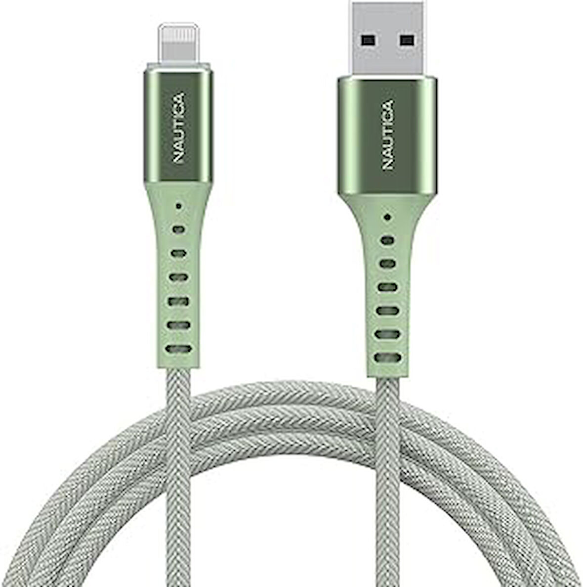 C65 MFI Lightning to USB-A 12W Örgülü Hızlı Şarj ve Data Kablosu 1.2M Yeşil