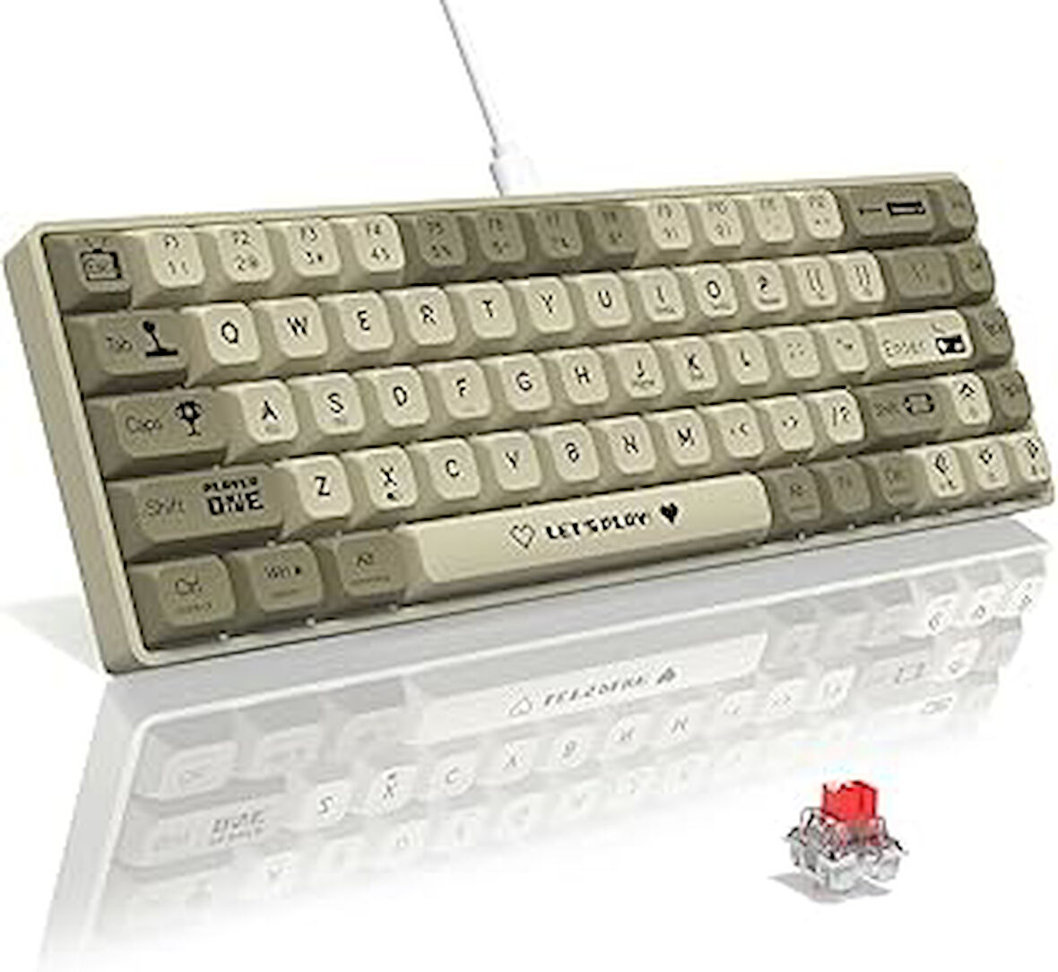 Ajazz Ak680 65% Kablolu Hotswap Mekanik Oyun Klavyesi,68 Tuşlu Taşınabilir Anti-Ghosting Klavye,Gökk